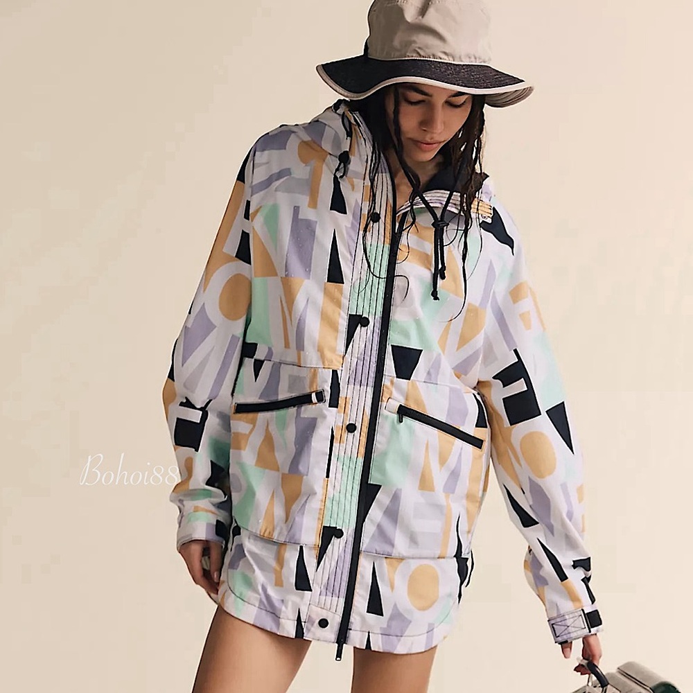 NEW Free People Singin' In The Rain Printed Packable Jacket